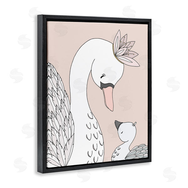 Stupell Industries Sweet Melody Designs | Mother & Baby Swan Flower Crowns Princess Animals Wall Art