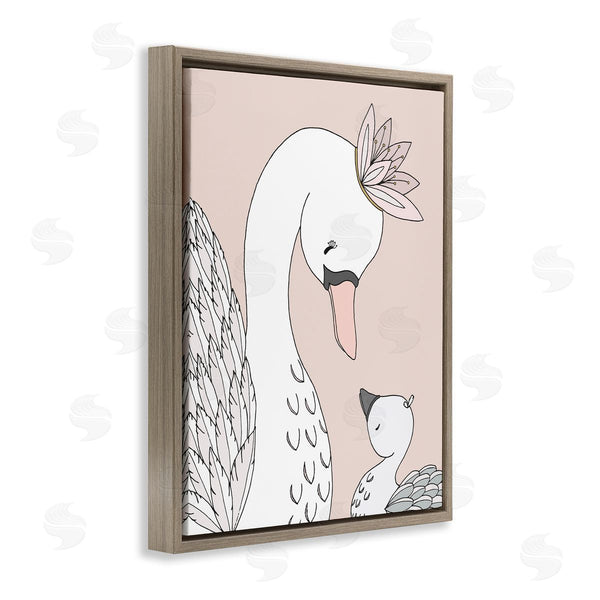 Stupell Industries Sweet Melody Designs | Mother & Baby Swan Flower Crowns Princess Animals Wall Art
