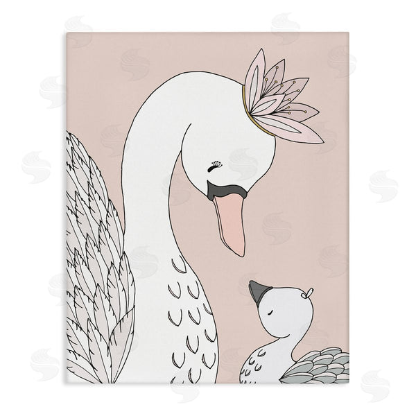 stupell industries Sweet Melody Designs | Mother & Baby Swan Flower Crowns Princess Animals Wall Art