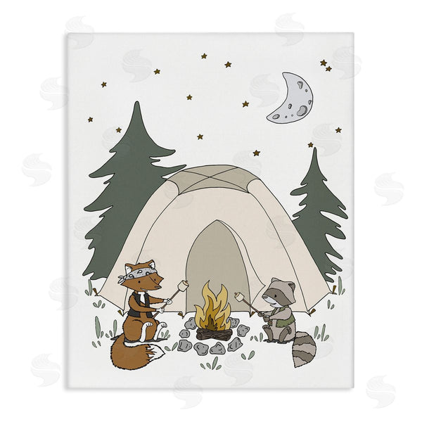 stupell industries Sweet Melody Designs | Woodland Animals Camping Nature Tent Roasting Marshmallows Wall Art