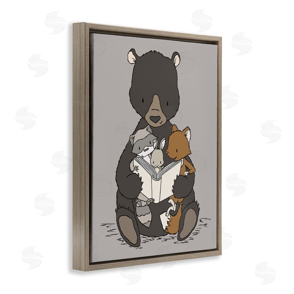 Stupell Industries Sweet Melody Designs | Woodland Animals Family Bear Reading Book To Babies Wall Art