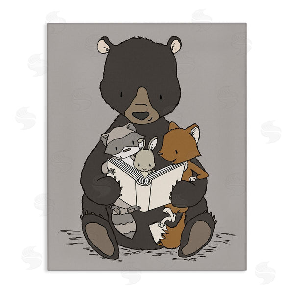 stupell industries Sweet Melody Designs | Woodland Animals Family Bear Reading Book to Babies Wall Art
