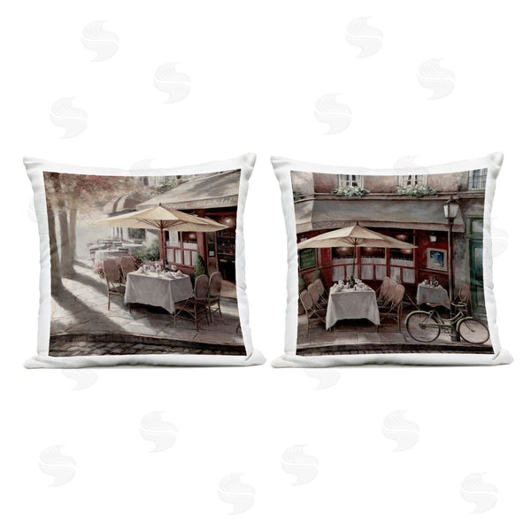 Stupell Industries T.C. Chiu | City Restaurant Sidewalk Seating Printed Throw Pillow Set