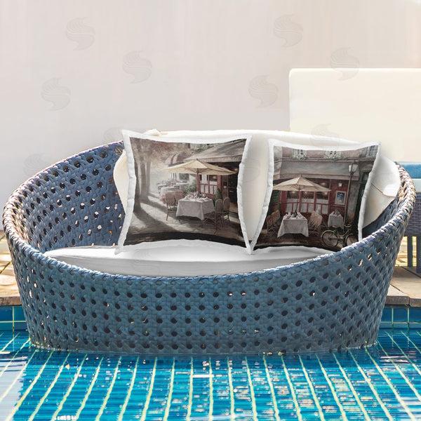 Stupell Industries T.C. Chiu | City Restaurant Sidewalk Seating Printed Throw Pillow Set