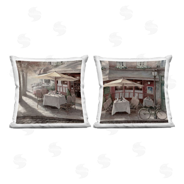 stupell industries T.C. Chiu | City Restaurant Sidewalk Seating Printed Throw Pillow Set