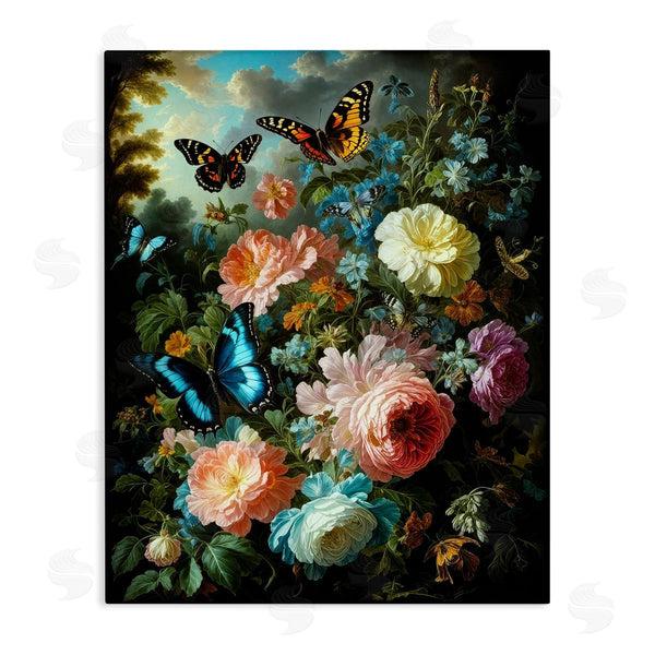 stupell industries Tabz Jones | Blooming Roses & Monarch Butterflies