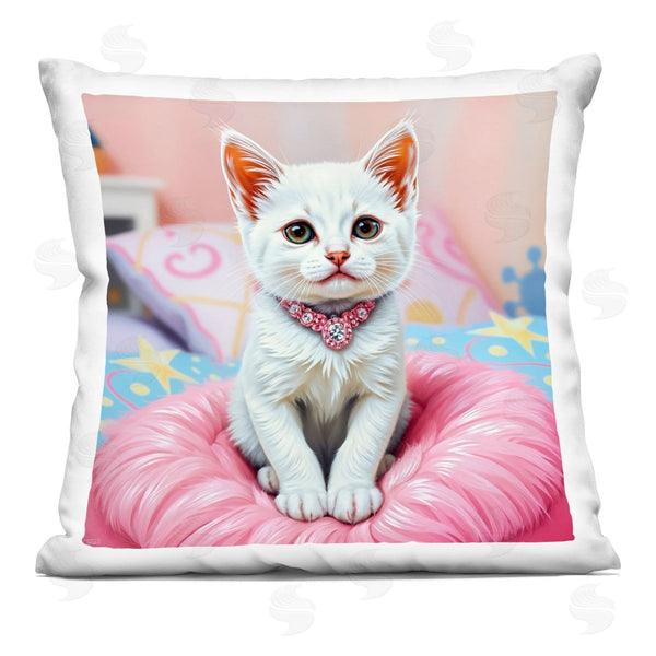 stupell industries Tabz Jones | Diamonds & Cuddles Kitten Printed Throw Pillow