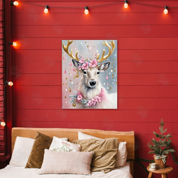 Stupell Industries Tabz Jones | Pink Floral Festive Reindeer