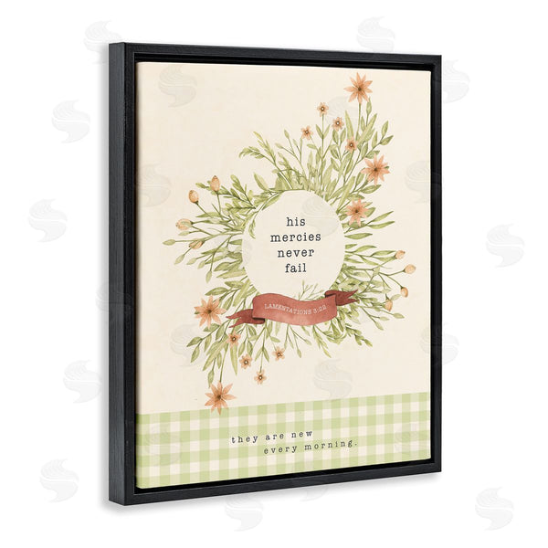 Stupell Industries Tammy Apple | His Mercies Never Fail Proverb Country Floral Wreath Wall Art