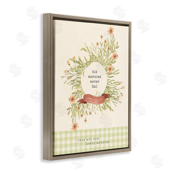 Stupell Industries Tammy Apple | His Mercies Never Fail Proverb Country Floral Wreath Wall Art