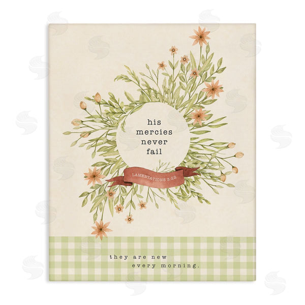 stupell industries Tammy Apple | His Mercies Never Fail Proverb Country Floral Wreath Wall Art