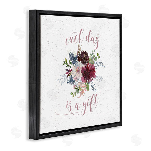 Stupell Industries Tara Moss | Each Day Gift Calligraphy Quote Minimal Floral Pattern Wall Art