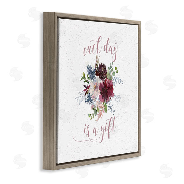 Stupell Industries Tara Moss | Each Day Gift Calligraphy Quote Minimal Floral Pattern Wall Art