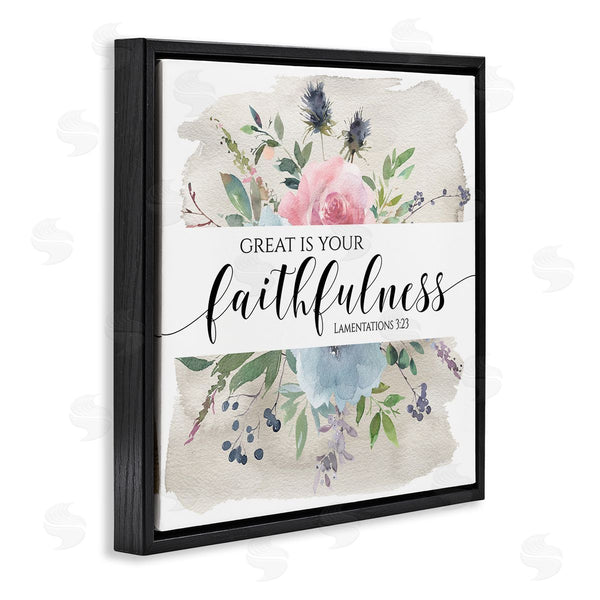 Stupell Industries Tara Moss | Great Is Your Faithfulness Lamentations 3:23 Wild Florals Wall Art