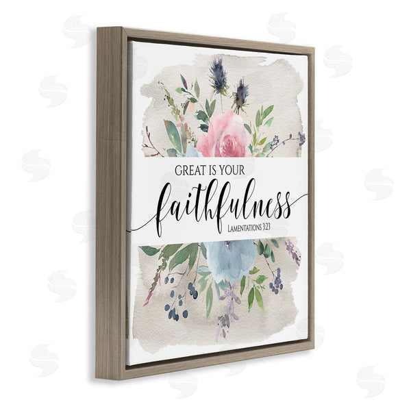 Stupell Industries Tara Moss | Great Is Your Faithfulness Lamentations 3:23 Wild Florals Wall Art