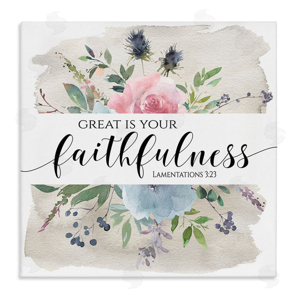 stupell industries Tara Moss | Great Is Your Faithfulness Lamentations 3:23 Wild Florals Wall Art