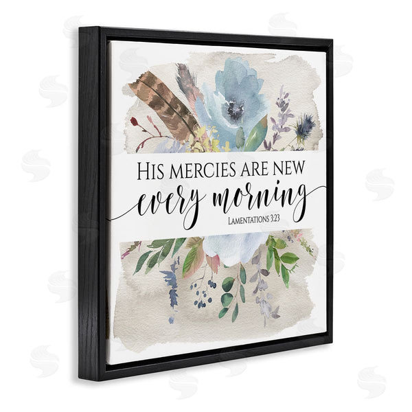 Stupell Industries Tara Moss | His Mercies Are New Lamentations 3:23 Blue Florals Wall Art