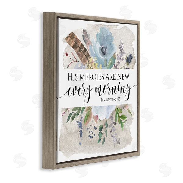 Stupell Industries Tara Moss | His Mercies Are New Lamentations 3:23 Blue Florals Wall Art