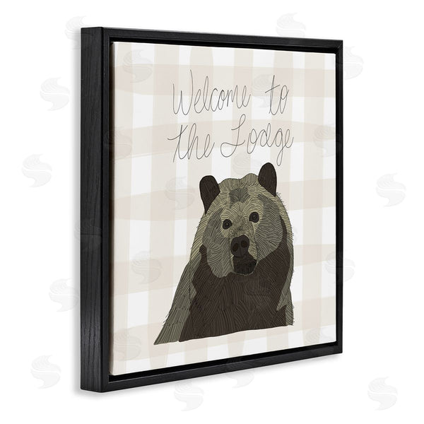Stupell Industries Tara Moss | Welcome To The Lodge Cabin Entrance Bear Tartan Wall Art