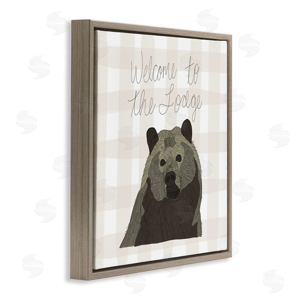 Stupell Industries Tara Moss | Welcome To The Lodge Cabin Entrance Bear Tartan Wall Art