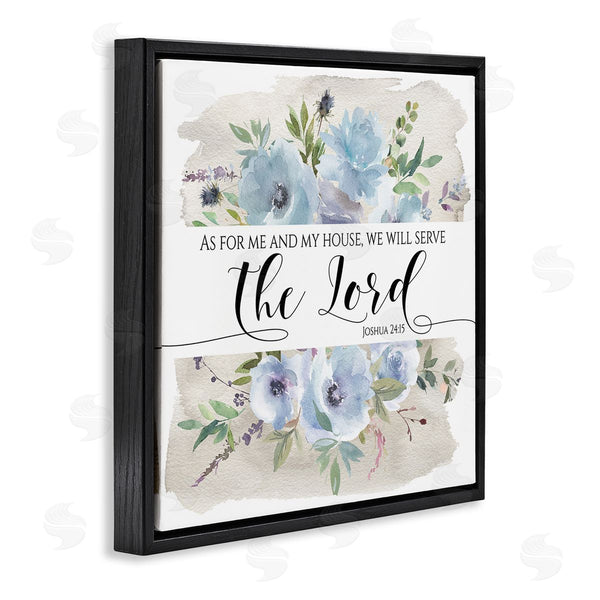 Stupell Industries Tara Moss | Will Serve The Lord Joshua 24:15 Blue Florals Wall Art