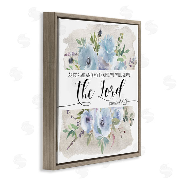 Stupell Industries Tara Moss | Will Serve The Lord Joshua 24:15 Blue Florals Wall Art
