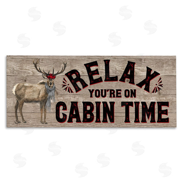 stupell industries Tara Reed | Cabin Time Phrase with Deer