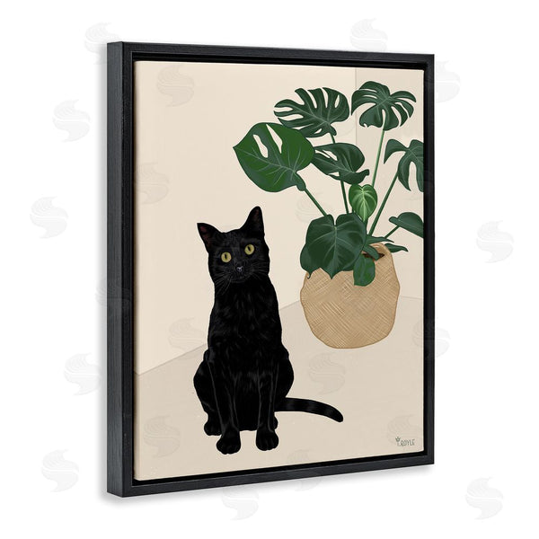 Stupell Industries Tara Royle | Black Cat & Monstera Plant Wall Art