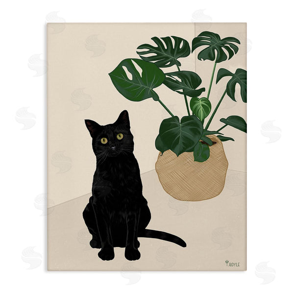 stupell industries Tara Royle | Black Cat & Monstera Plant Wall Art