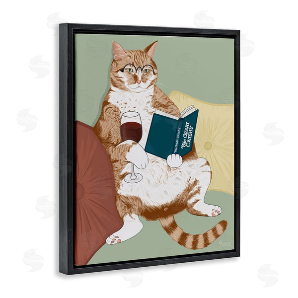 Stupell Industries Tara Royle | Cat Reading With Wine Wall Art