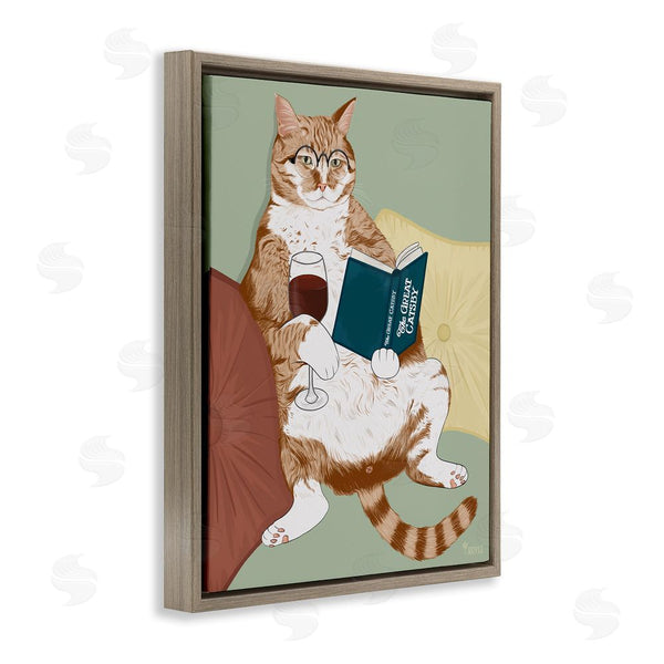 Stupell Industries Tara Royle | Cat Reading With Wine Wall Art