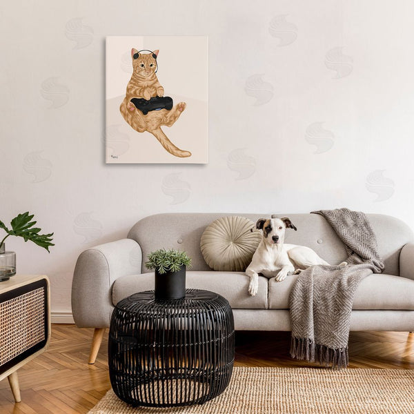Stupell Industries Tara Royle | Gamer Tabby Cat Wall Art