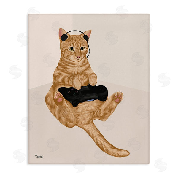 stupell industries Tara Royle | Gamer Tabby Cat Wall Art