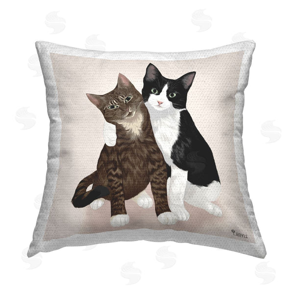 Stupell Industries Tara Royle | Hugging Cat Friends Printed Throw Pillow