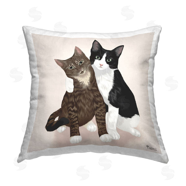 stupell industries Tara Royle | Hugging Cat Friends Printed Throw Pillow