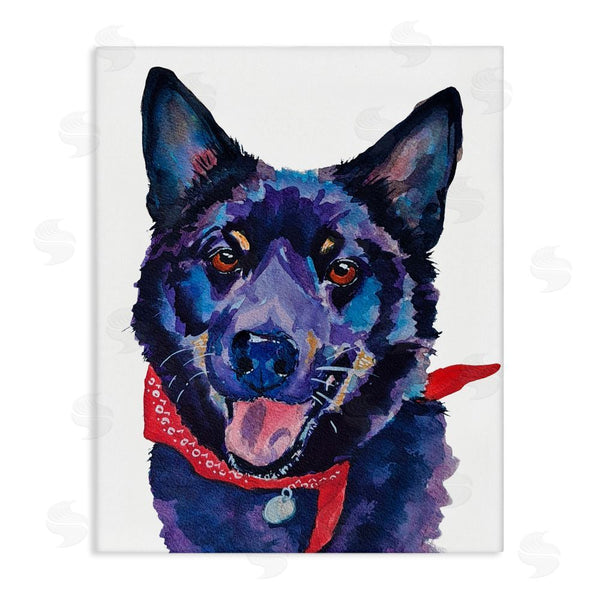 stupell industries Tatiana Roberts | Black Dog with Bandana Wall Art