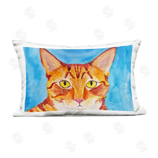 Stupell Industries Tatiana Roberts | Bold Orange Cat On Blue Printed Throw Pillow