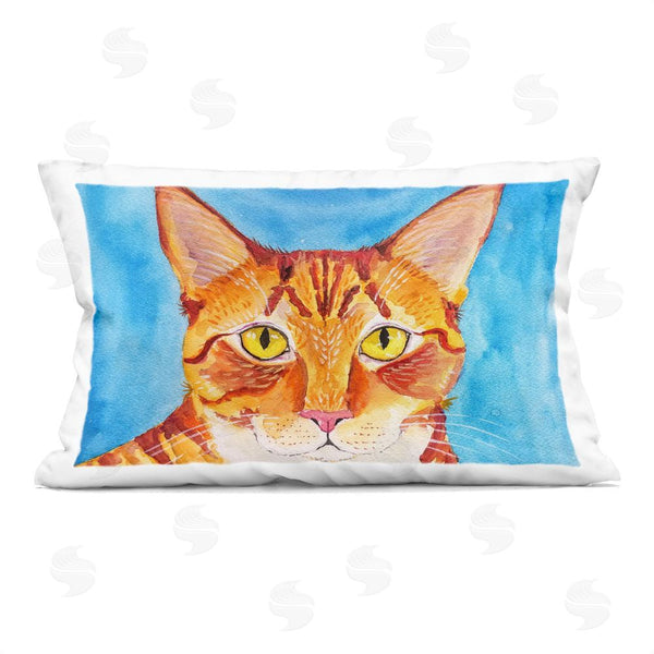 stupell industries Tatiana Roberts | Bold Orange Cat on Blue Printed Throw Pillow