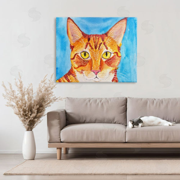 Stupell Industries Tatiana Roberts | Bold Orange Cat On Blue Wall Art