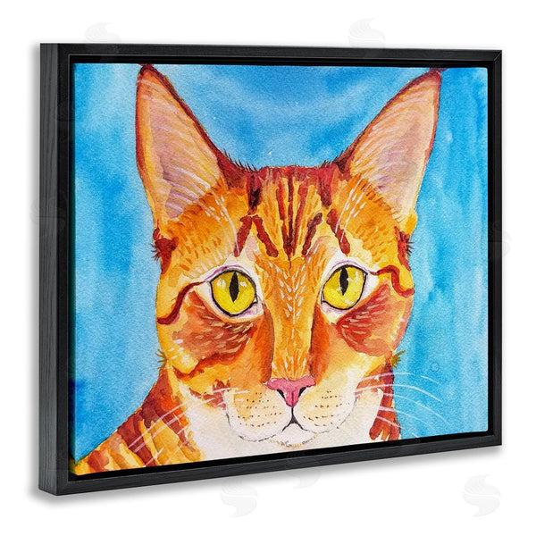 Stupell Industries Tatiana Roberts | Bold Orange Cat On Blue Wall Art