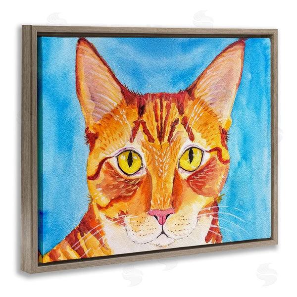 Stupell Industries Tatiana Roberts | Bold Orange Cat On Blue Wall Art