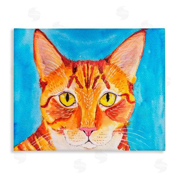 stupell industries Tatiana Roberts | Bold Orange Cat on Blue Wall Art