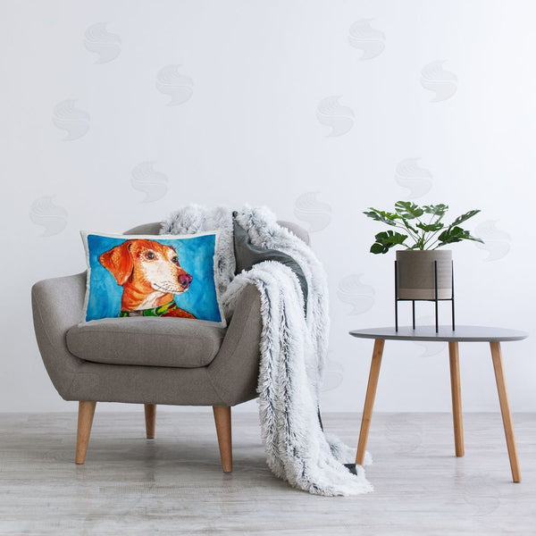 Stupell Industries Tatiana Roberts | Bold Orange Dog On Blue Printed Throw Pillow