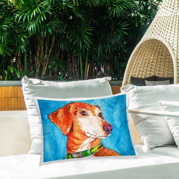Stupell Industries Tatiana Roberts | Bold Orange Dog On Blue Printed Throw Pillow