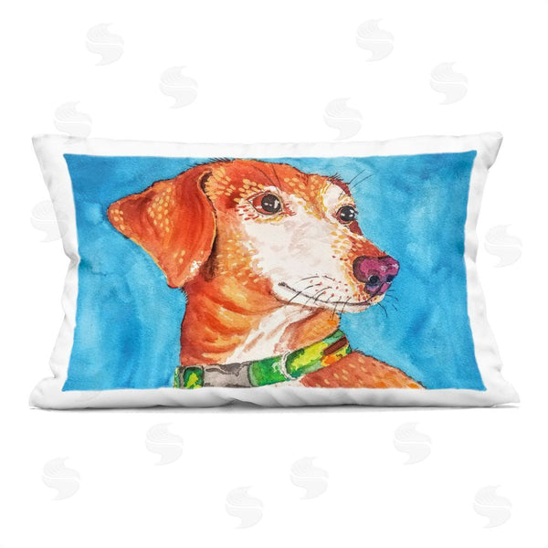 stupell industries Tatiana Roberts | Bold Orange Dog on Blue Printed Throw Pillow
