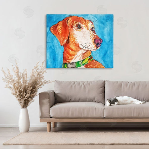Stupell Industries Tatiana Roberts | Bold Orange Dog On Blue Wall Art