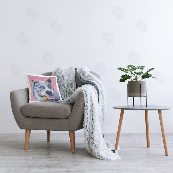 Stupell Industries Tatiana Roberts | Happy Dog On Pink Printed Throw Pillow