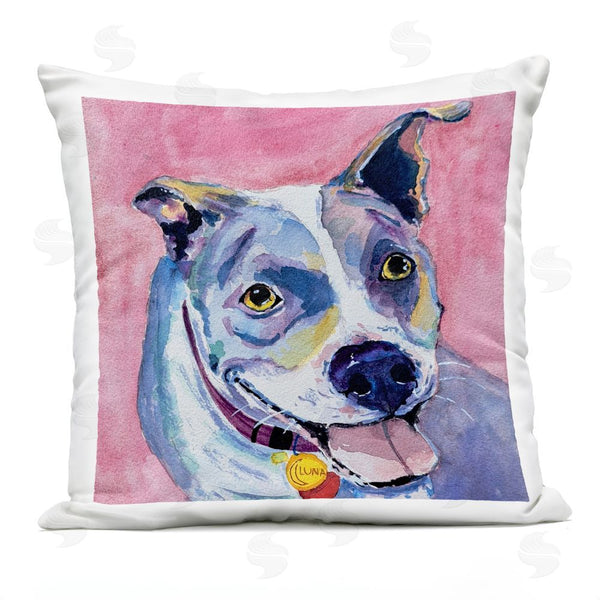 Stupell Industries Tatiana Roberts | Happy Dog On Pink Printed Throw Pillow