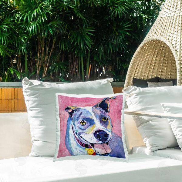 Stupell Industries Tatiana Roberts | Happy Dog On Pink Printed Throw Pillow