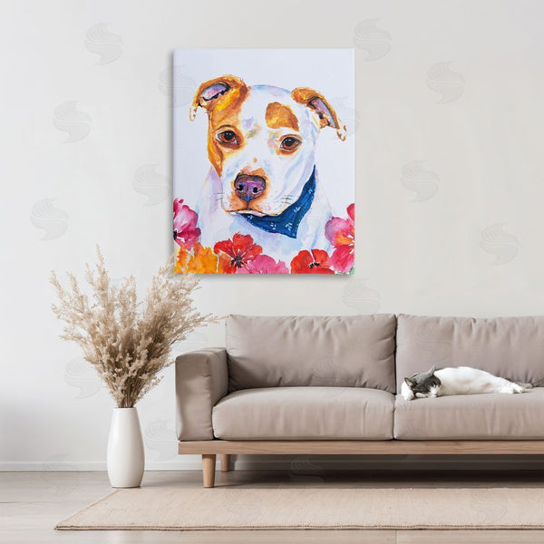 Stupell Industries Tatiana Roberts | Spotted Puppy With Blossoms Wall Art
